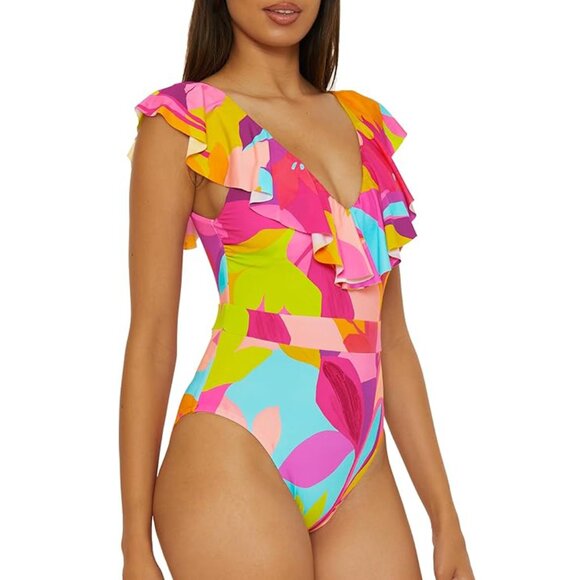 NWT Trina Turk Women's Lilleth Ruffle One Piece Swimsuit - Picture 2 of 9